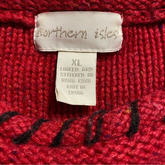 Northern Isles Red Reindeer Knit Wool Blend Christmas Winter Sweater - Picture 5 of 6